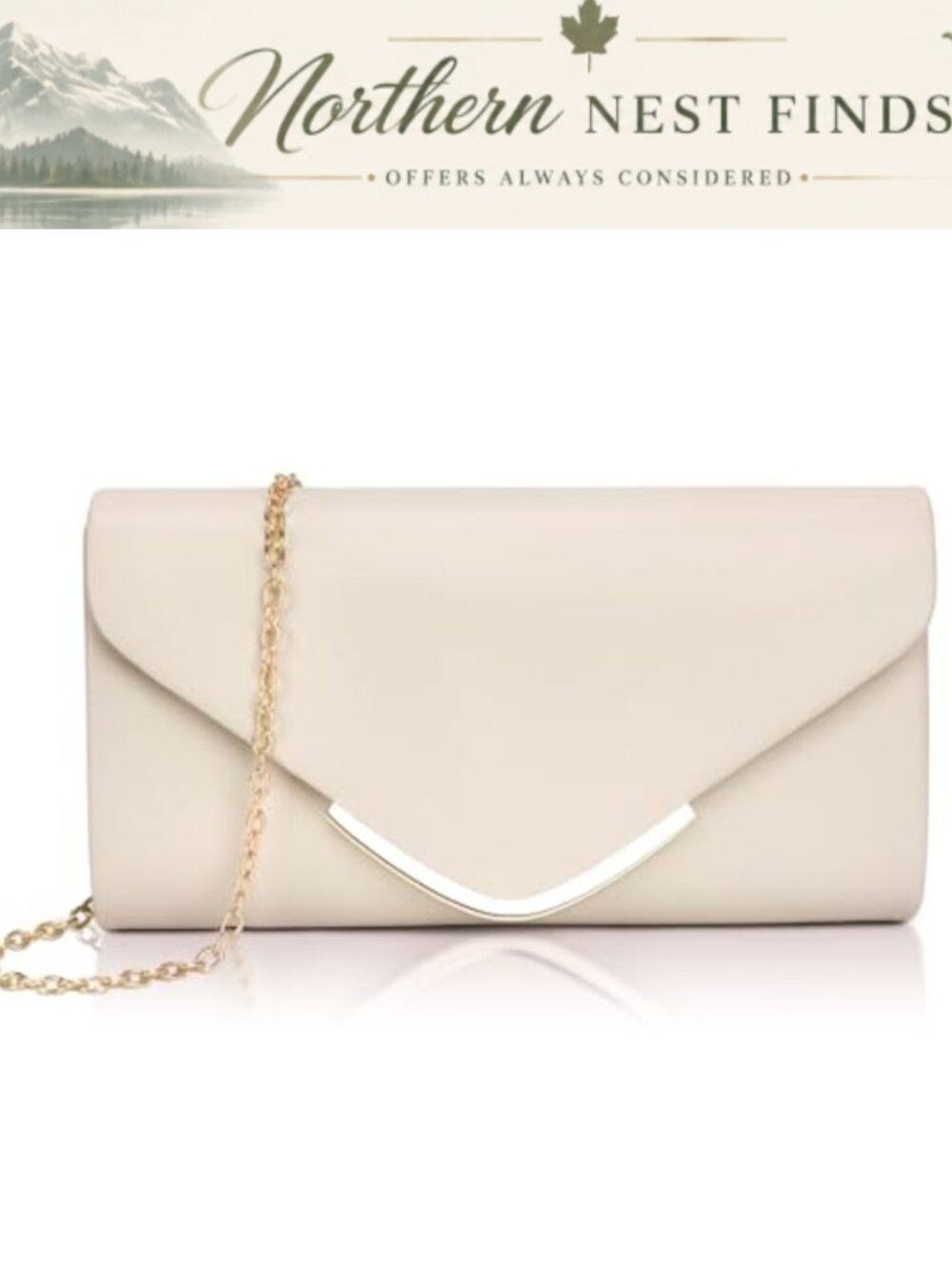 Vegan Leather Envelope Clutch Purse with Chain for Evening Formal Parties